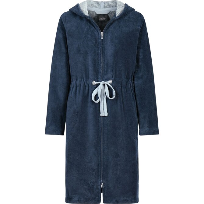 Cawo Femmes Home Peignoir avec Capuche et Fermeture Éclair Uni 40/42 mer