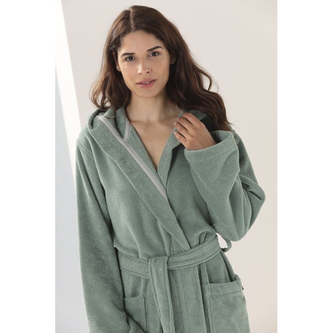 Cawo Femmes  Peignoir à Capuche Uni XL fjord Cawo Femmes  Peignoir à Capuche Uni XL fjord
