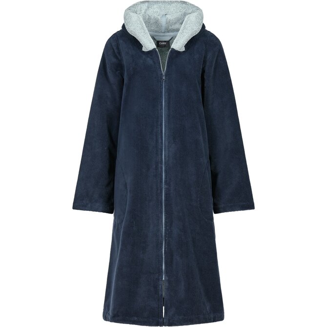 Cawo Femmes Home Peignoir avec Capuche et fermeture éclair Doubleface 48/50 mer