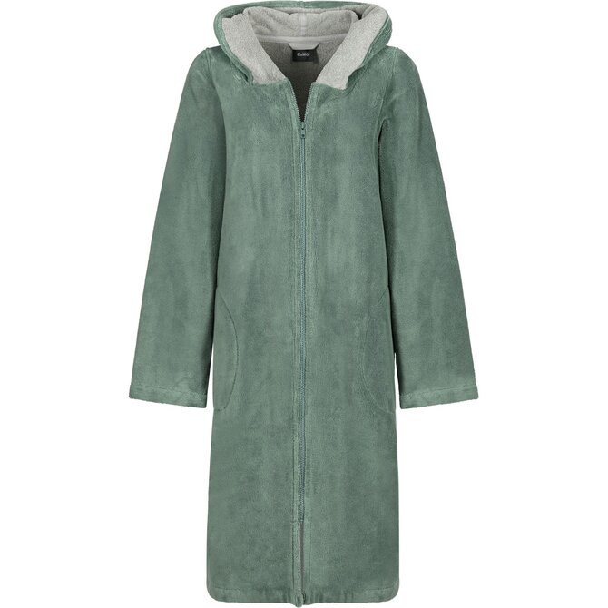 Cawo Femmes Home Peignoir avec Capuche et Fermeture Éclair Doubleface 36/38 fjord