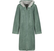 Cawo Dames  Home Badjas met Capuchon en ritssluiting Doubleface 40/42 fjord