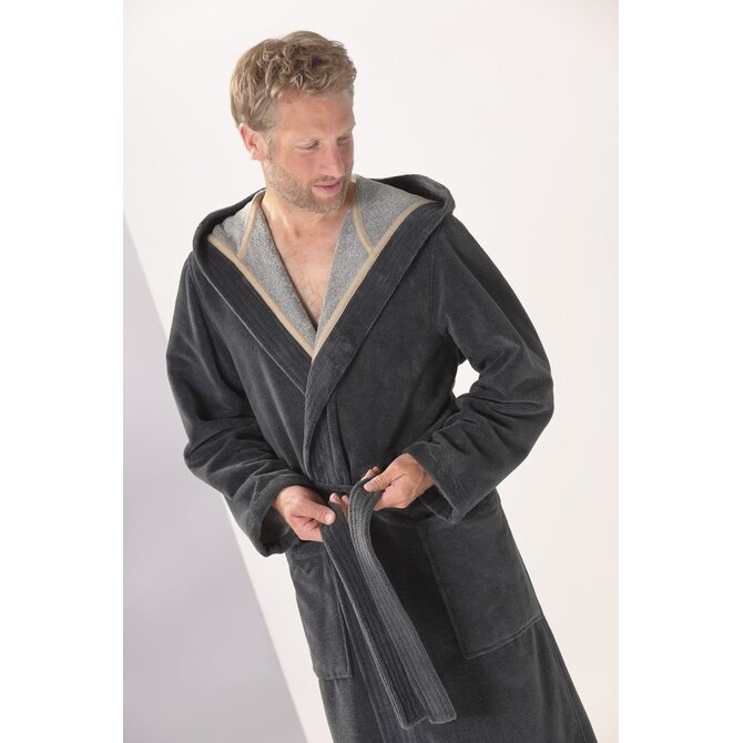 Cawo Peignoir Homme avec Capuche Doubleface 46/48 pierre