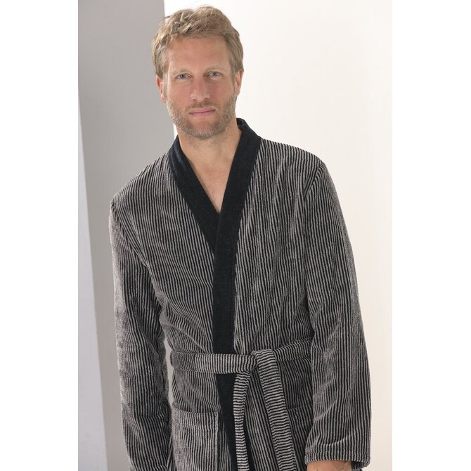 Cawo Heren  Home Kimono  56 natuur-zwart