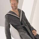 Cawö Cawo Heren  Home Badjas met Capuchon  48 natuur-zwart