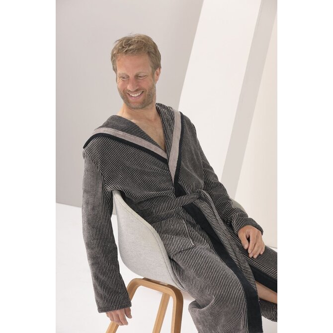 Cawo Heren  Home Badjas met Capuchon  54 natuur-zwart Cawo Heren  Home Badjas met Capuchon  54 natuur-zwart