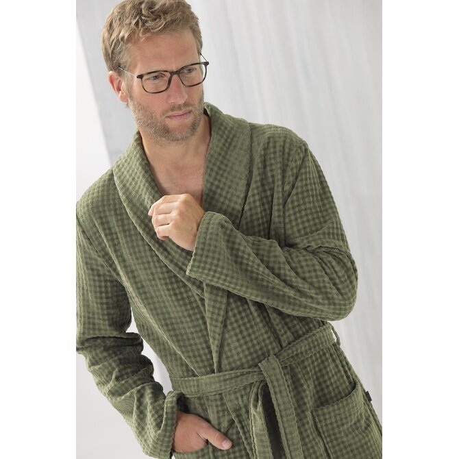 Cawo Hommes Peignoir de Bain avec Col Châle Uni 58 6508 field Cawo Hommes Peignoir de Bain avec Col Châle Uni 58 6508 field