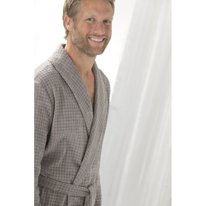 Cawo Hommes Peignoir avec Col Châle Uni 48 6508 graphite Cawo Hommes Peignoir avec Col Châle Uni 48 6508 graphite