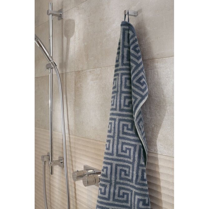 Cawo Noblesse Élégance Imprimé intégral Serviette de bain 80/150 bleu nuit