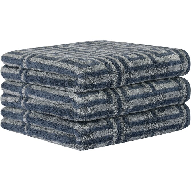 Cawo Noblesse Élégance Imprimé intégral Serviette de bain 80/150 bleu nuit