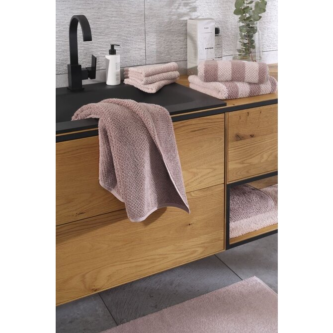 Cawo Pure Strepen Badlaken 80/150 vintage rose