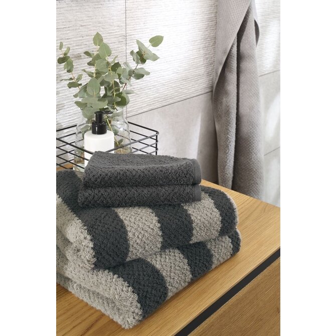 Cawo Pure Rayures Serviette de bain 80/150 basalte