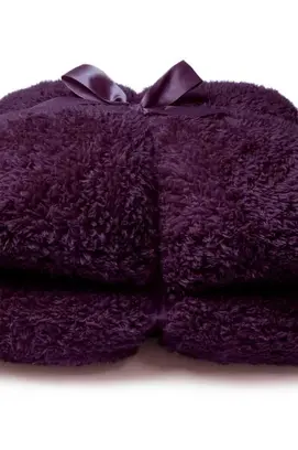 Unique Living Plaid Teddy 150x200cm dark purple