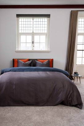 Kayori Fusu Housse de Couette Satin de Coton 140x200/220 Bleu