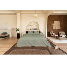 Kayori Otsu Housse de Couette Satin de Coton 140x200/220 Vert Olive