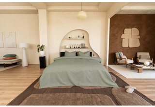 Kayori Otsu Housse de Couette Satin de Coton 140x200/220 Vert Olive