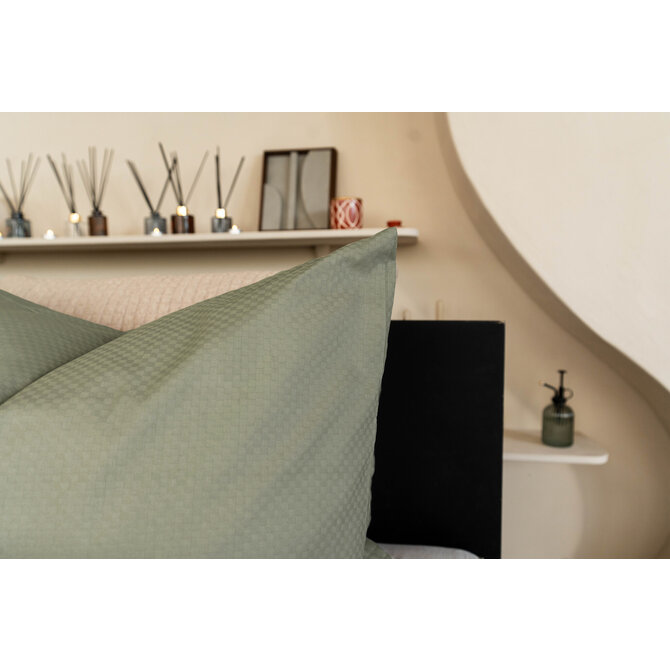 Kayori Otsu Housse de couette Satin de coton 200x200/220 Vert olive