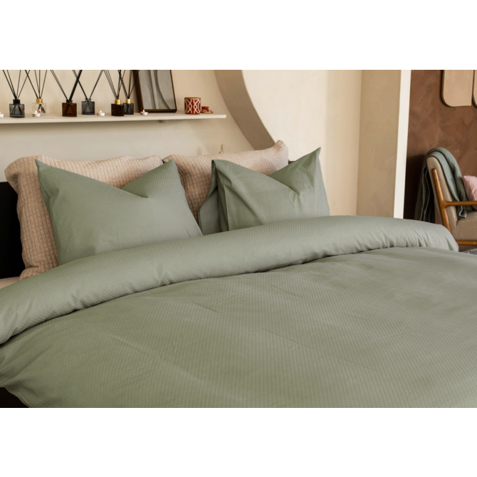 Kayori Otsu Housse de couette Satin de coton 200x200/220 Vert olive