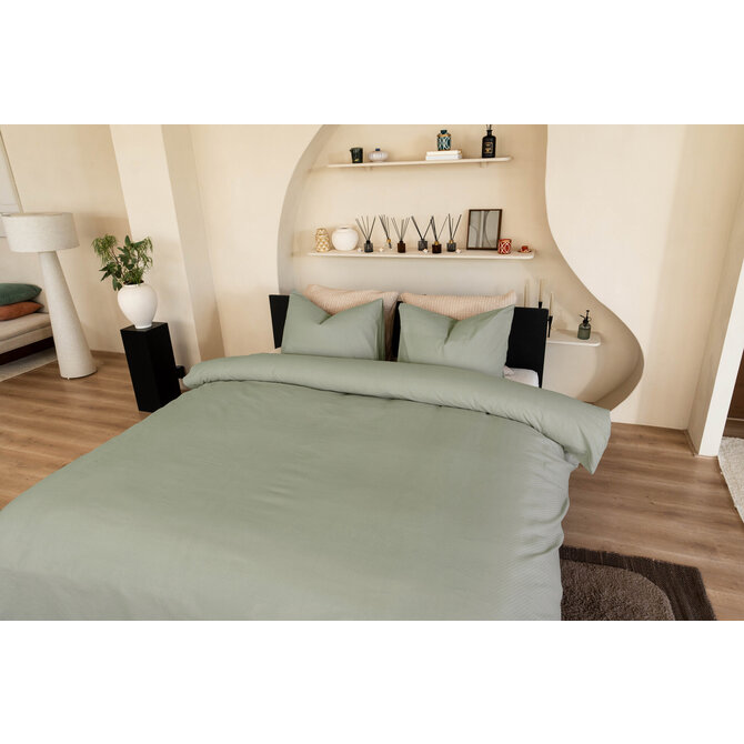 Kayori Otsu Housse de couette Satin de coton 200x200/220 Vert olive