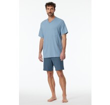 Schiesser Pyjama Short bluegrey 181153 54/XL