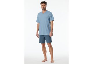 Schiesser Pyjama Court bleu-gris 181153 54/XL