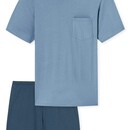 Schiesser Schiesser Pyjama Court bleu-gris 181153 54/XL