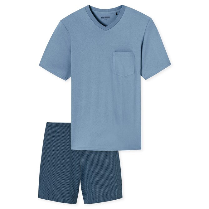 Schiesser Pyjama Short bluegrey 181153 54/XL