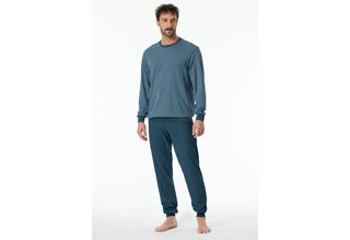 Schiesser Pyjama Long bleu-gris 181156 54/XL