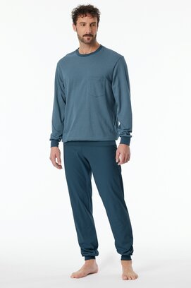 Schiesser Pyjama Long bluegrey 181156 56/XXL