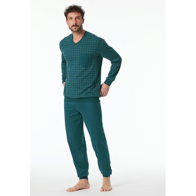 Schiesser Pyjama Long petrol 181162 56/XXL