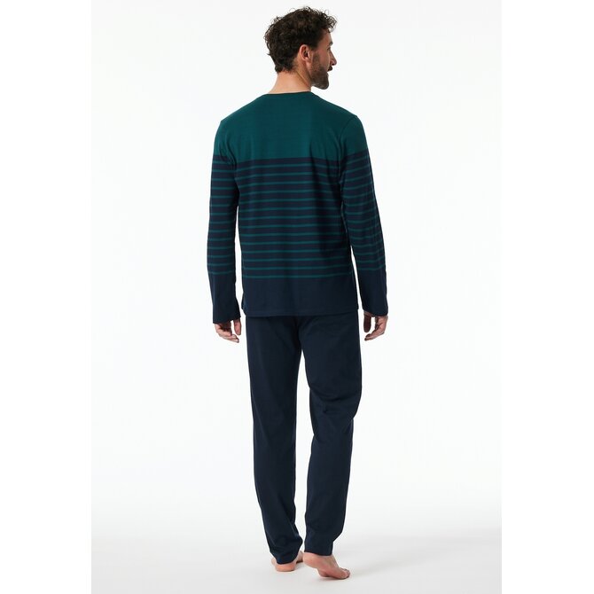 Schiesser Pyjama Long petrol 181925 56/XXL