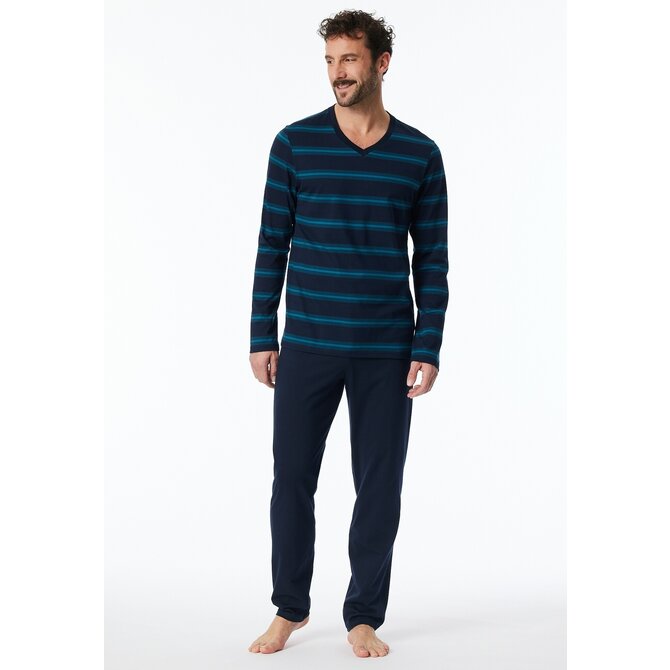 Schiesser Pyjama Long petrol 181930 48/S