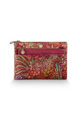 Pip Studio Caryn Cosmetic Bag Combi Querida Velvet Red 26x7.5x18cm/22x1x13cm