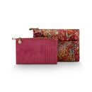 Pip Studio Pip Studio Caryn Cosmetic Bag Combi Querida Velvet Red 26x7.5x18cm/22x1x13cm