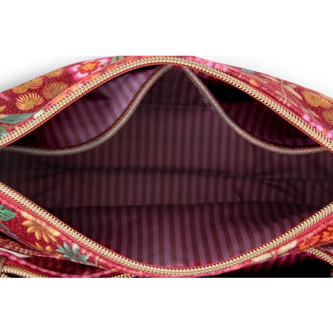 Pip Studio Caryn Trousse de Toilette Combi Querida Velours Rouge 26x7.5x18cm/22x1x13cm Pip Studio Caryn Trousse de Toilette Combi Querida Velours Rouge 26x7.5x18cm/22x1x13cm