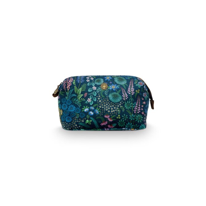 Pip Studio Cooper Trousse Cosmétique Moyenne Querida Velours Bleu Foncé 22,5x9,5x15cm