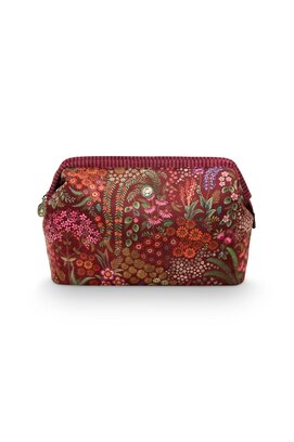 Pip Studio Cooper Trousse Cosmétique Extra Large Querida Velours Rouge 30x13.8x20.7cm