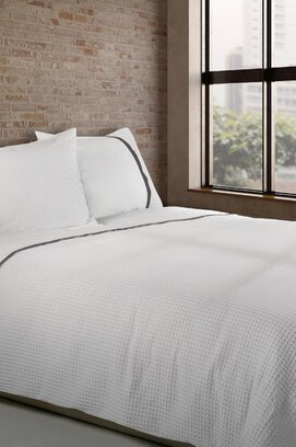 Dommelin Housse de couette Bari Percale 200TC Blanc-gris ardoise 200x200/220 cm