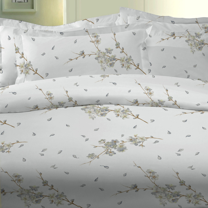 Taie d'oreiller à volant Dommelin Flora Percale 200TC Bleu 60x70 cm