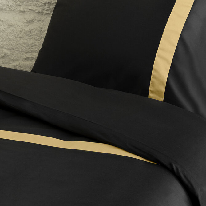 Dommelin Dekbedovertrek Listra Satijn 300TC Zwart-Brons 200x200/220 cm