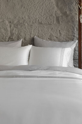 Dommelin Housse de couette Listra Satin 300TC Blanc-Argent 200x200/220 cm