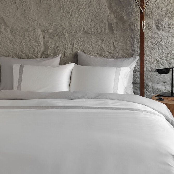 Dommelin Housse de couette Listra Satin 300TC Blanc-Argent 200x200/220 cm