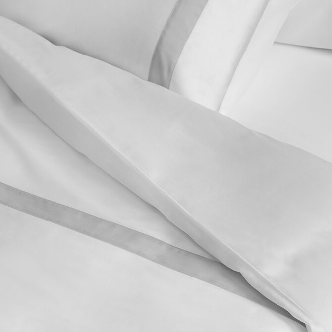 Dommelin Housse de couette Listra Satin 300TC Blanc-Argent 200x200/220 cm
