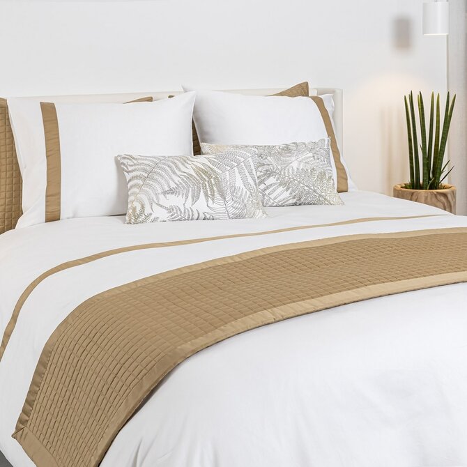 Dommelin Housse de couette Listra Satin 300TC Blanc-Bronze 200x200/220 cm