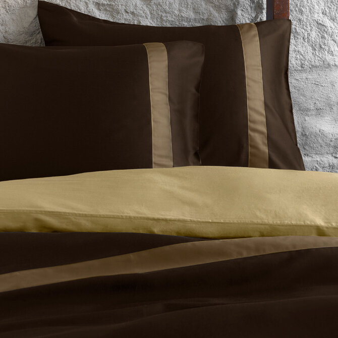 Dommelin Housse de couette Listra Satin 300TC Marron-Cappuccino 200x200/220 cm