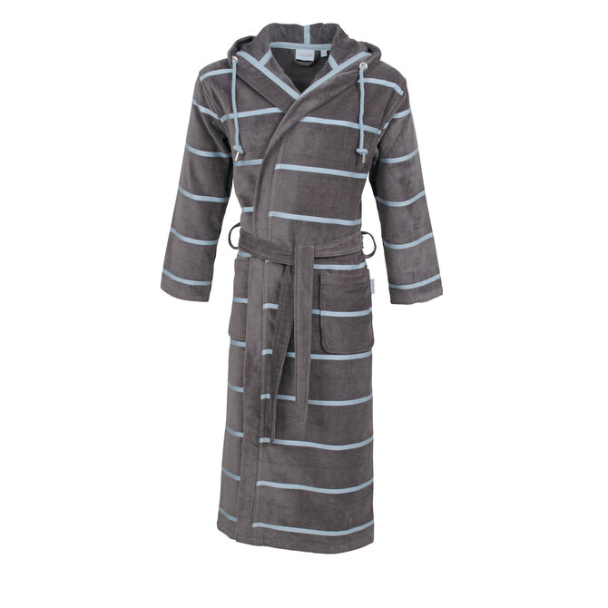 Carl Ross Heren Badjas Velours met Capuchon 610300 Basalt/Iceblue 56/58