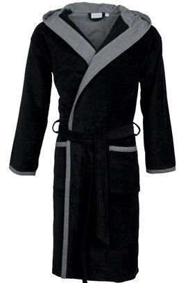 Carl Ross Heren Badjas Velours met Capuchon 637310 Deep Black/Basalt 52/54