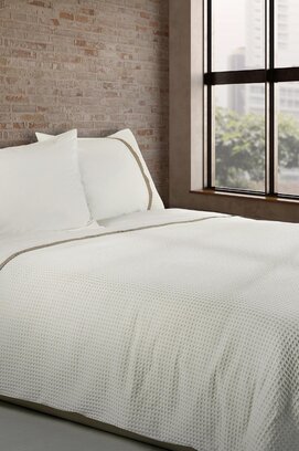 Dommelin Housse de couette Bari Percal 200TC Ecru-Kaki 240x200/220 cm
