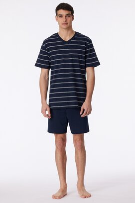 Schiesser Pyjama Court 159621 bleu foncé 54/XL