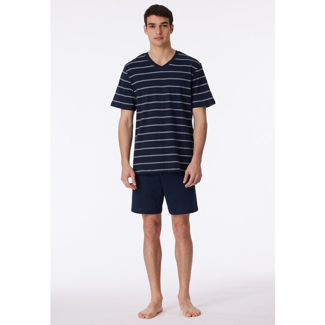 Schiesser Pyjama Court 159621 bleu foncé 54/XL