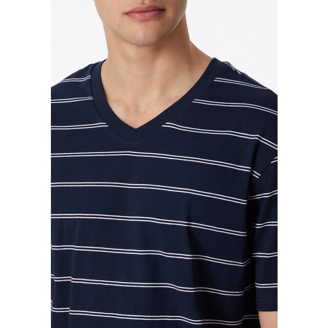 Schiesser Pyjama Court 159621 bleu foncé 54/XL